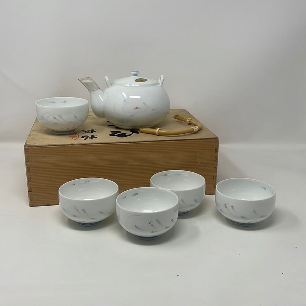 Vintage 80’s Japanese porcelain Dobin kyusu sake/tea set